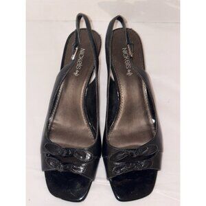Nickels Soft Black Heels 2.5-3 Pickaboo Siz 10 M Small Peeling On Heel